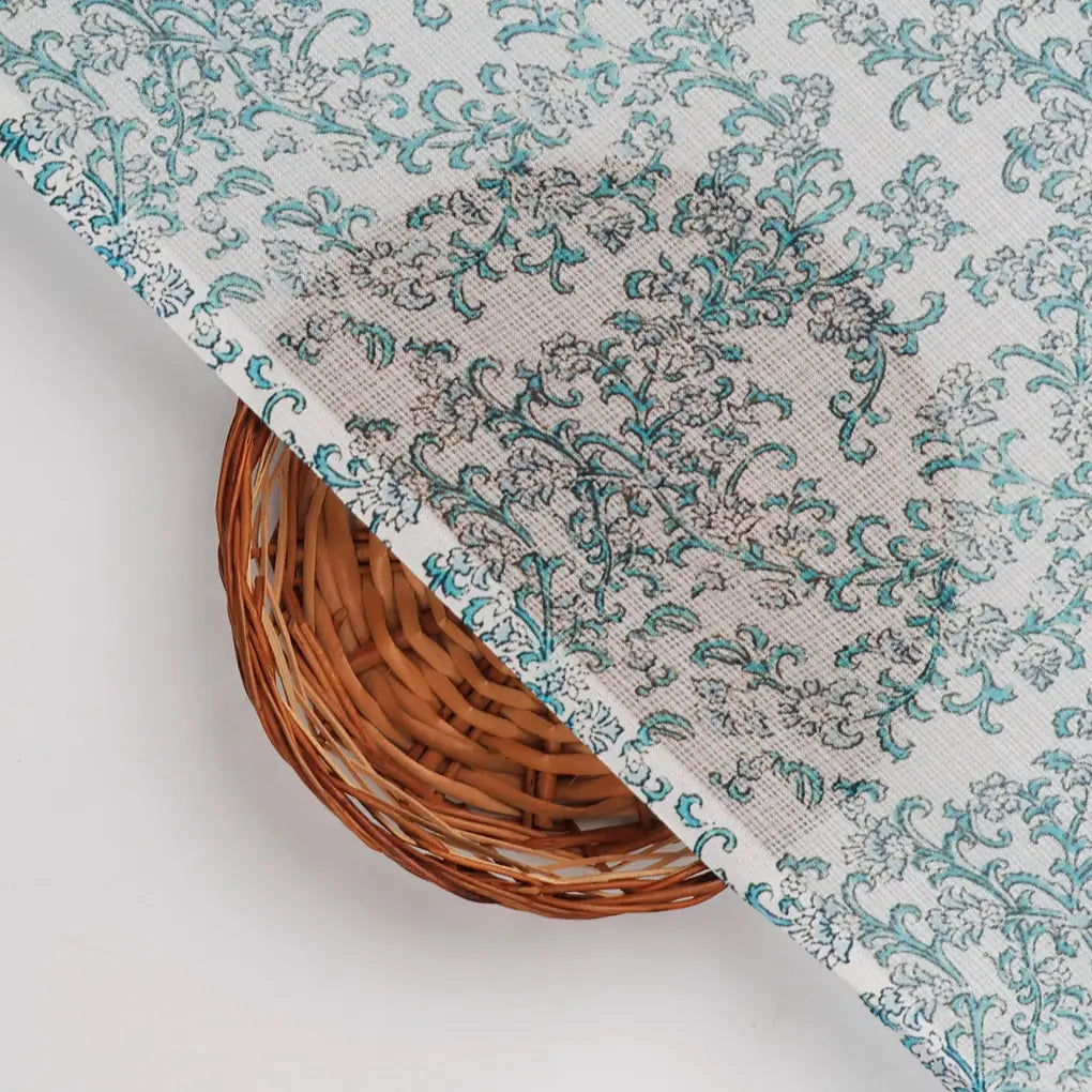 FAB VOGUE Studio Kota Doria Digital Printed Fabric - Teal Floral – 70a4546copy2