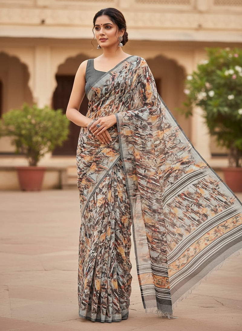 Colourful Stone With Flower Pattern Digital Printed Fabric - Weightless