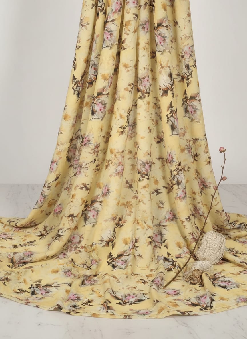 Coolest Watercolour Paper Art Of Flower Digital Printed Fabric - Pure Georgette