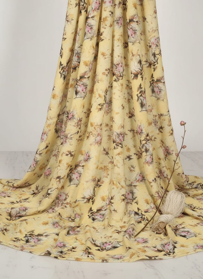 Coolest Watercolour Paper Art Of Flower Digital Printed Fabric - Pure Georgette