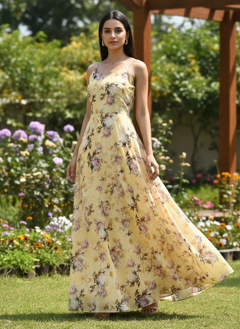 Coolest Watercolour Paper Art Of Flower Digital Printed Fabric - Pure Georgette