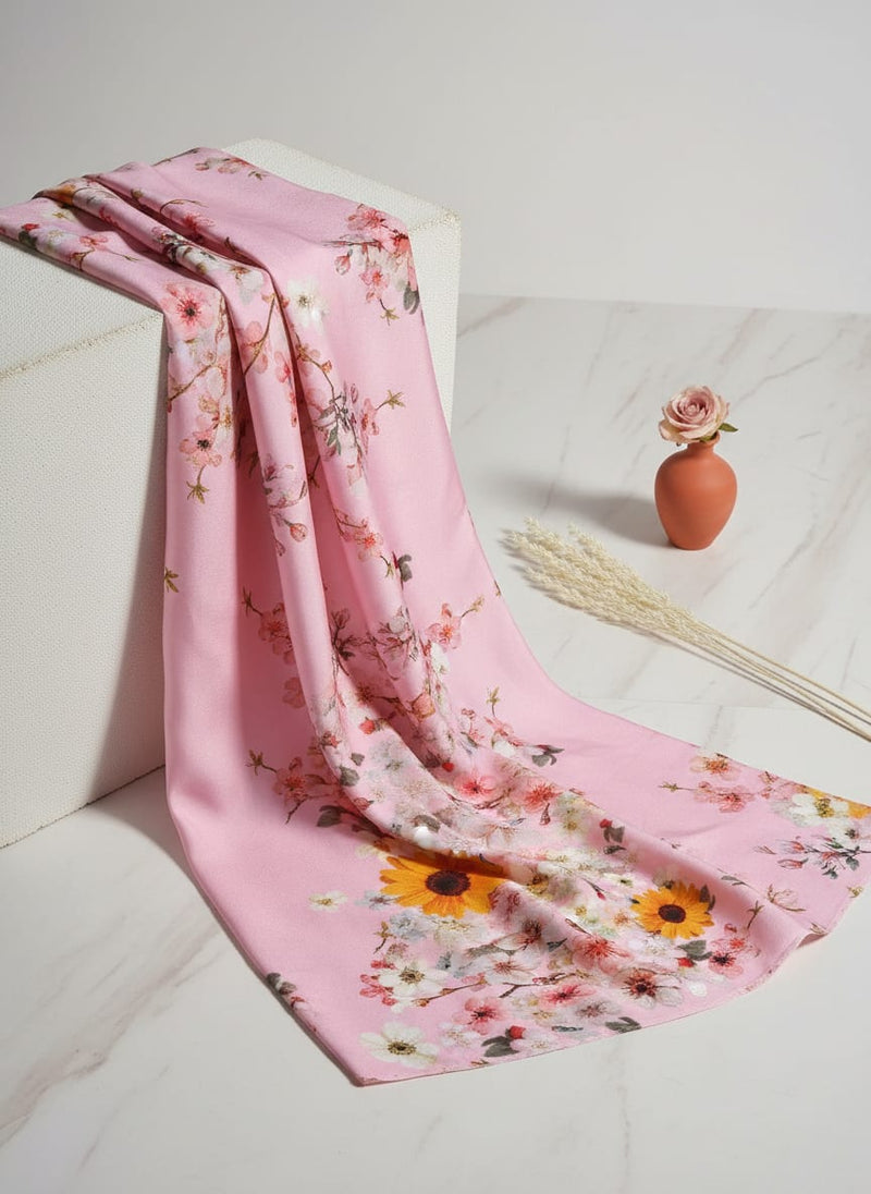 Decorative Multicolour Sunflower Digital Printed Fabric - Silk Crepe