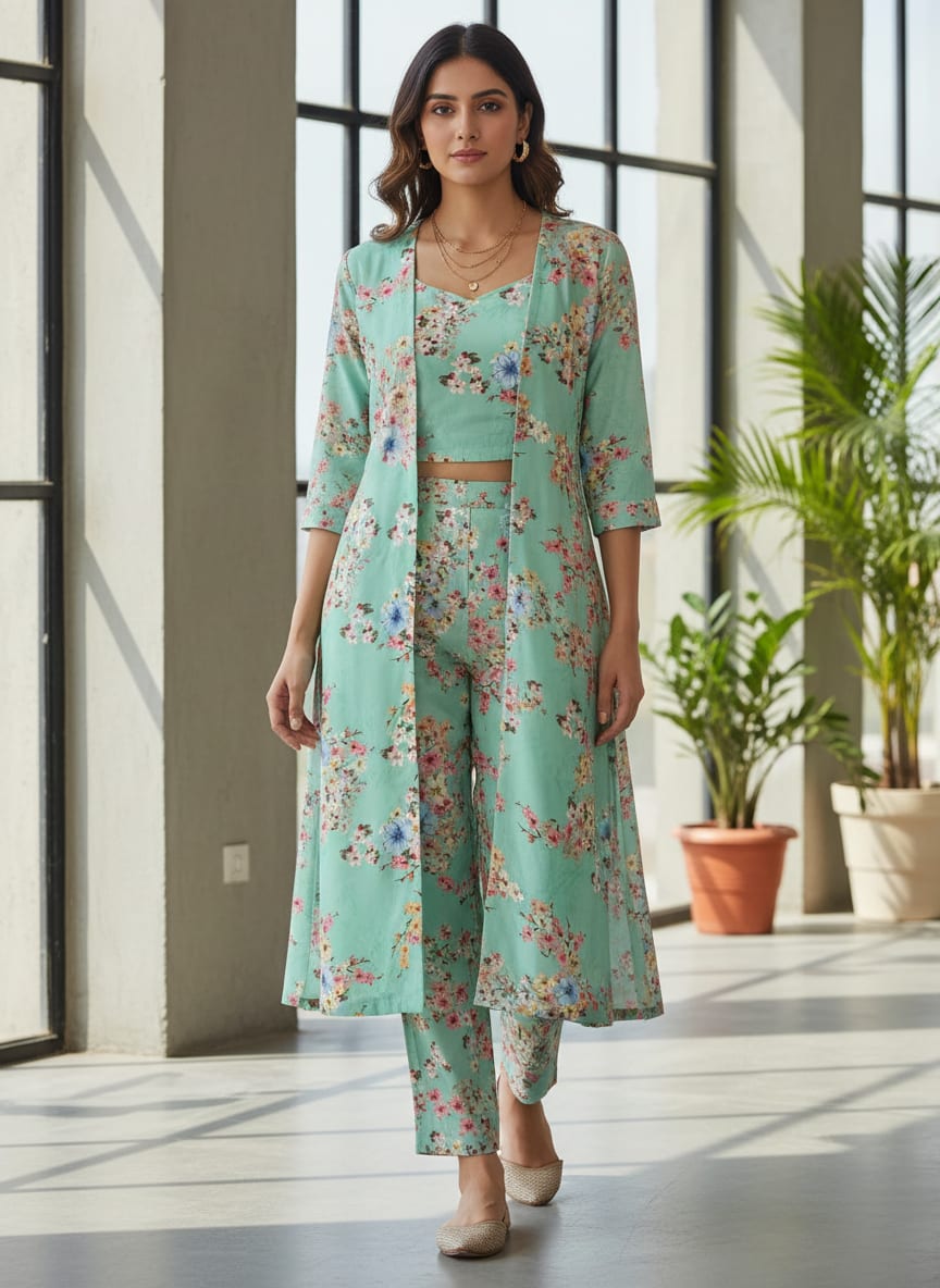 Lovely Geranium Flower Digital Printed Fabric - Kora Silk