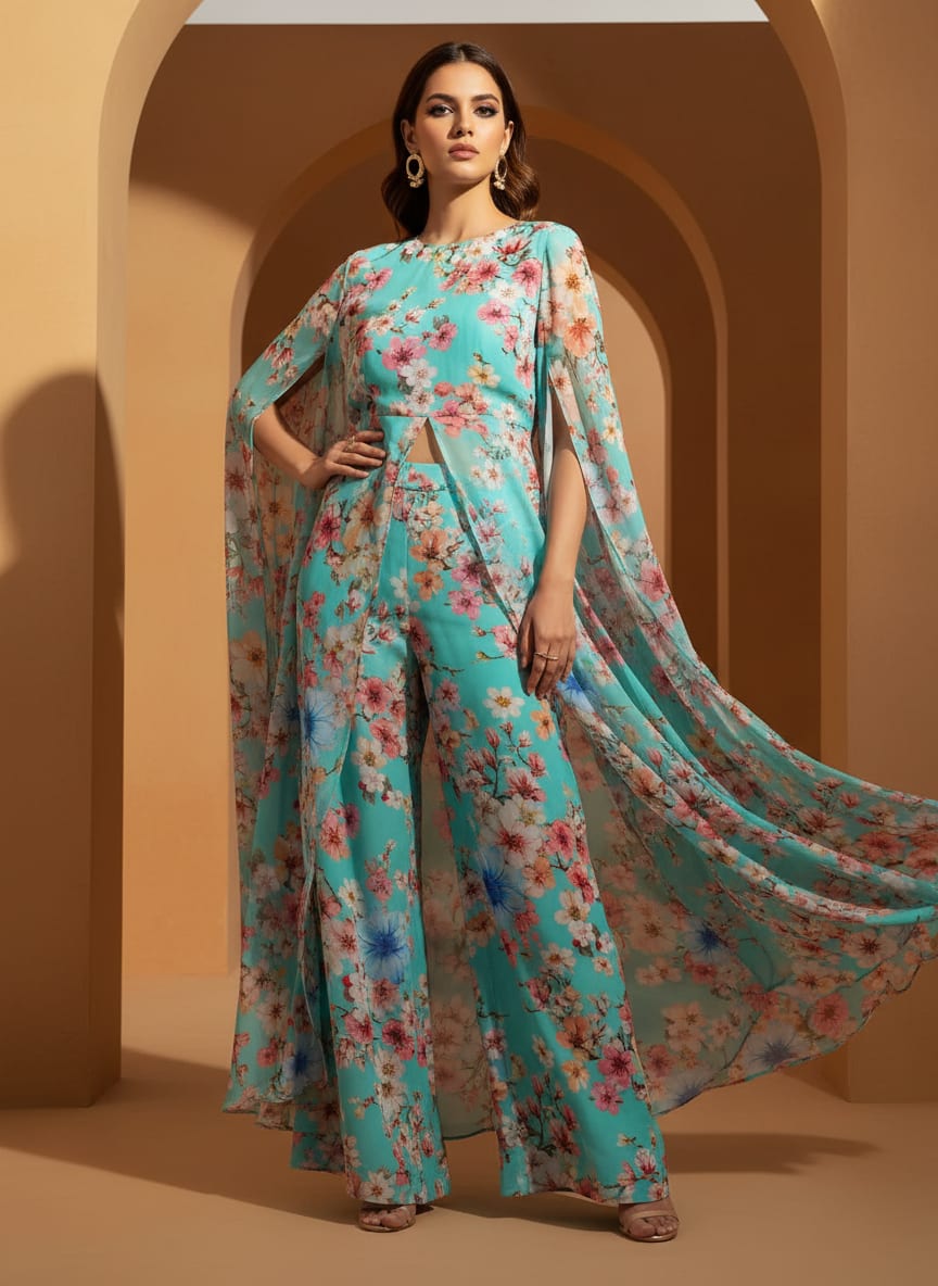 Lovely Geranium Flower Digital Printed Fabric - Pure Georgette