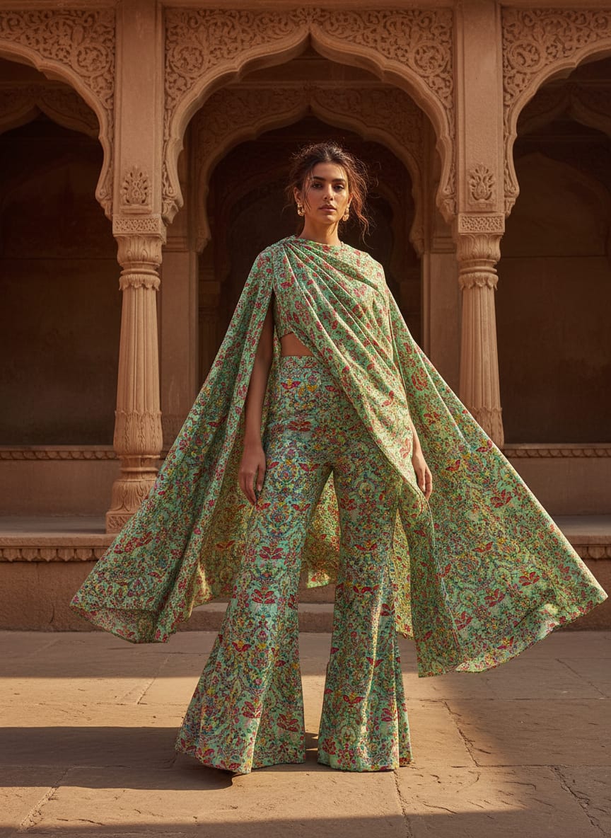 Morden Paint Of Art Multicolour Digital Printed Fabric - Silk Crepe