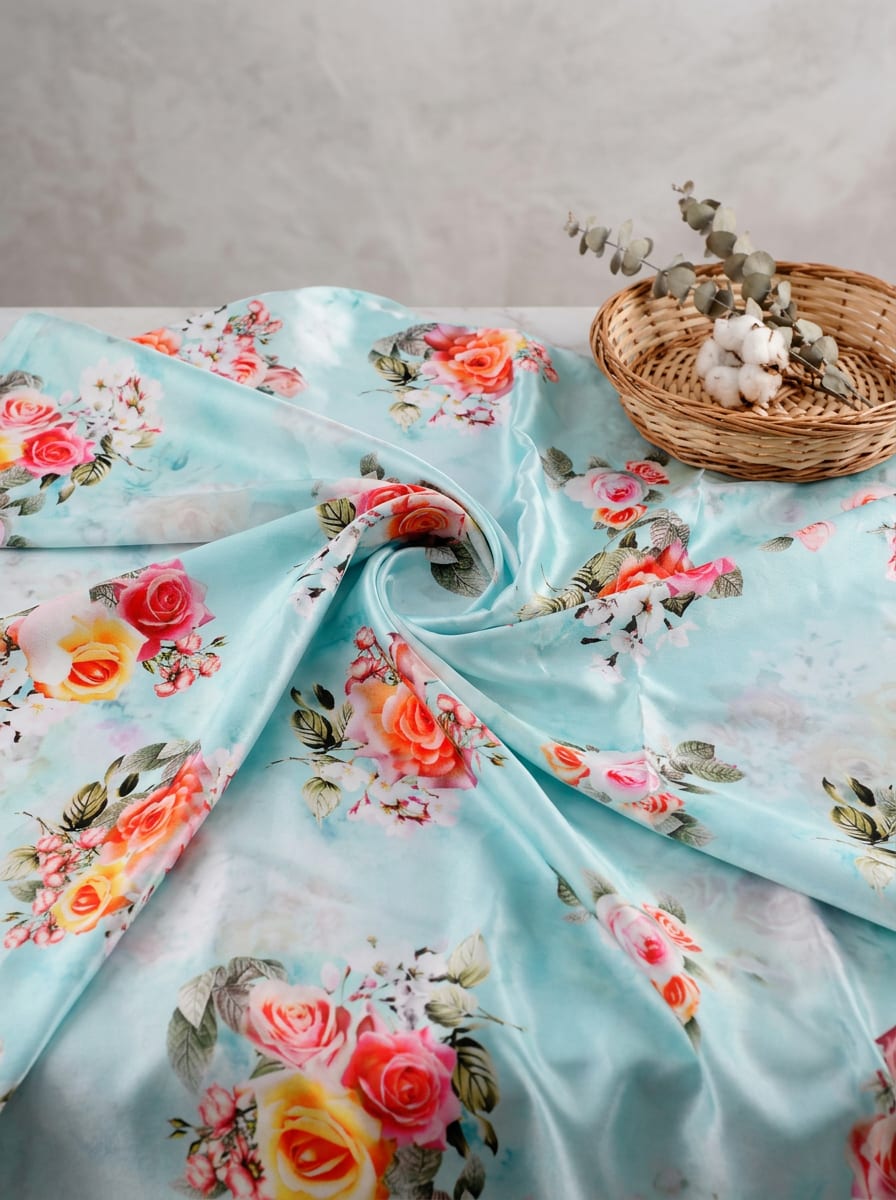 A Painterly Bouquet on Lustrous Satin