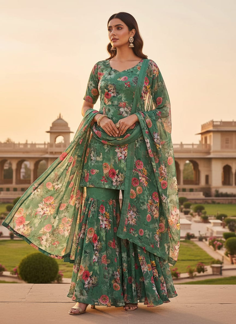 Lovely Chrysanthemum With Multi Flower Printed Fabric - Weightless