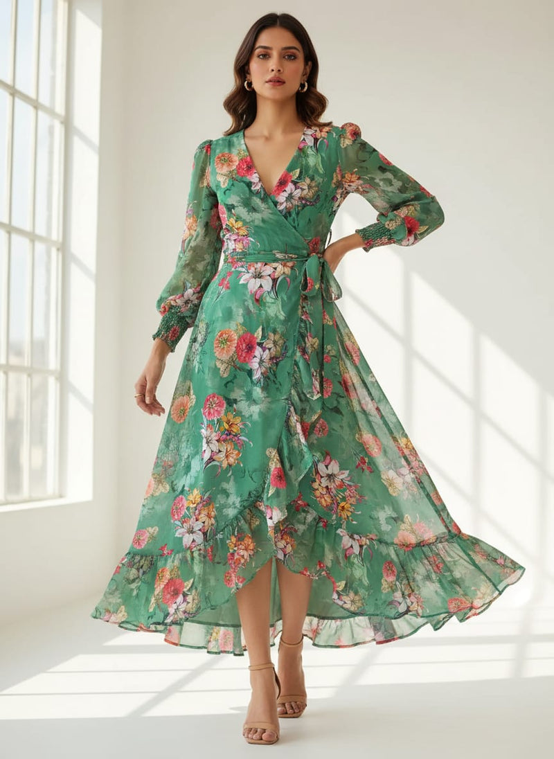 Lovely Chrysanthemum With Multi Flower Printed Fabric - Weightless