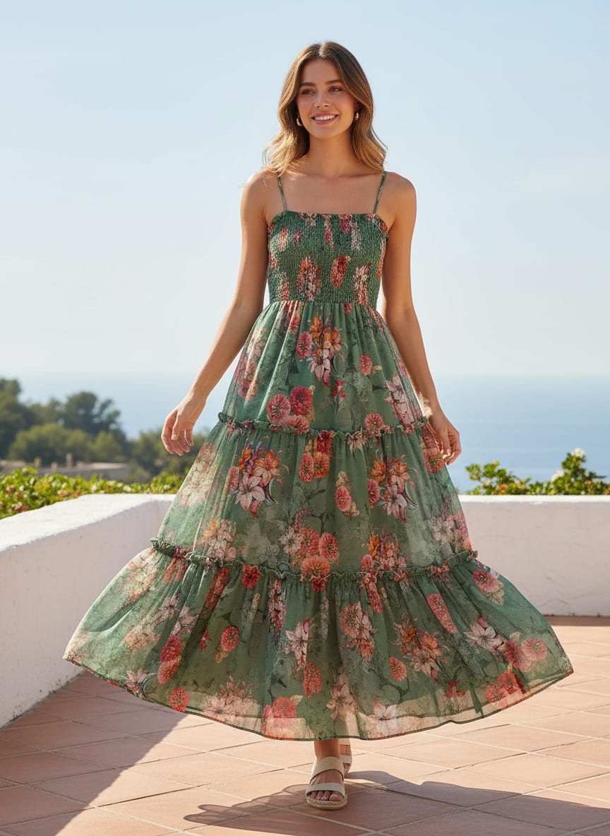 Lovely Chrysanthemum With Multi Flower Printed Fabric - Pure Georgette