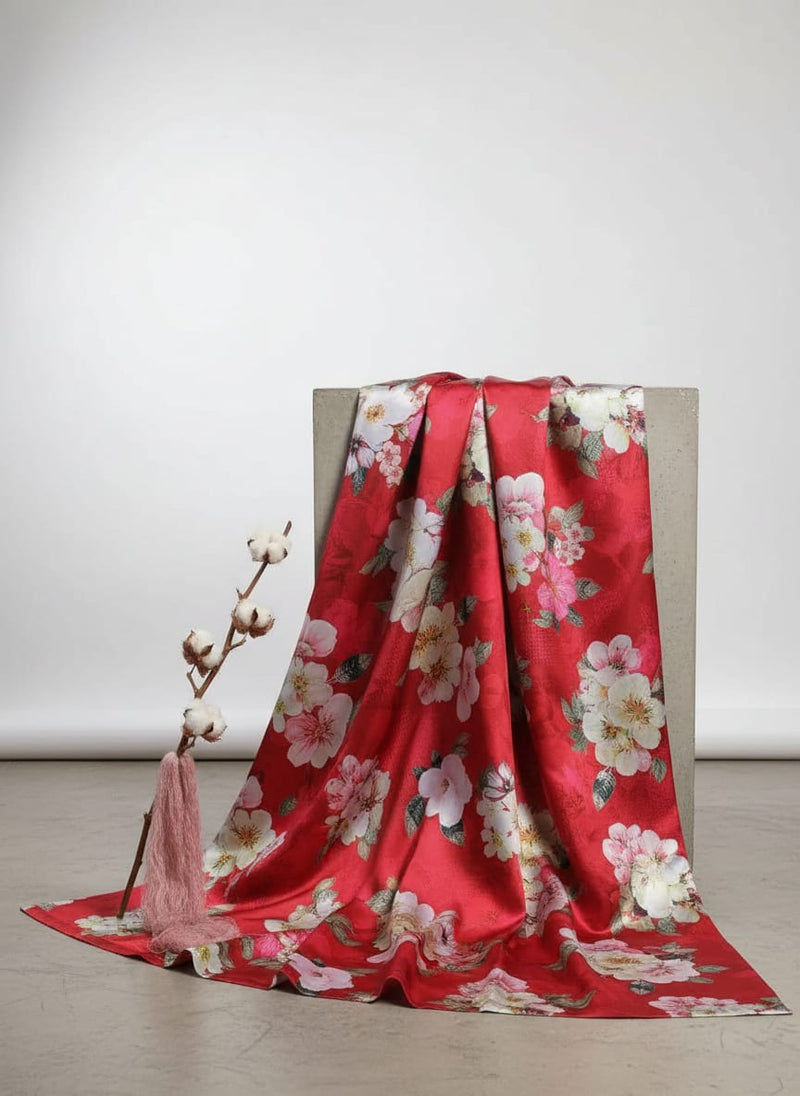 Big Narcissus Multi Colour Flower Digital Printed Fabric - Japan Satin