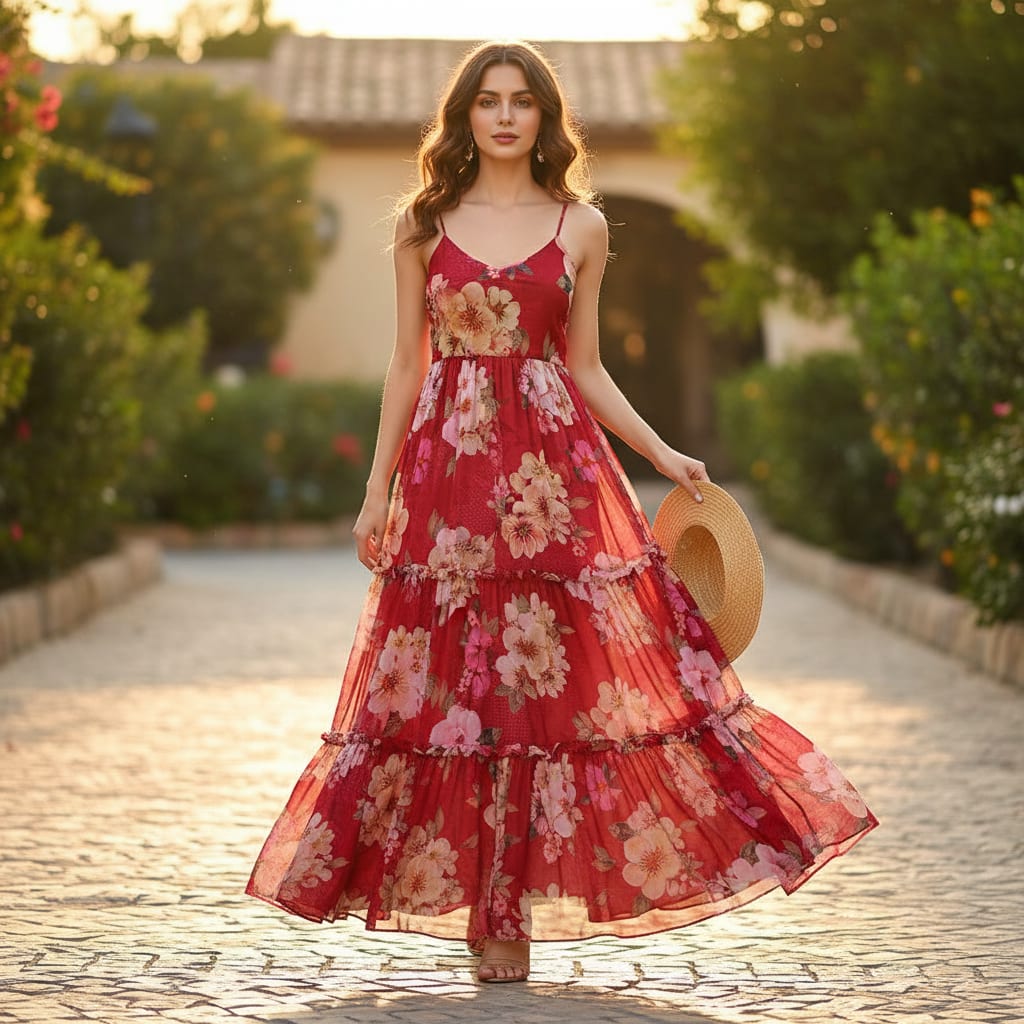 Big Narcissus Multi Colour Flower Digital Printed Fabric - Pure Georgette