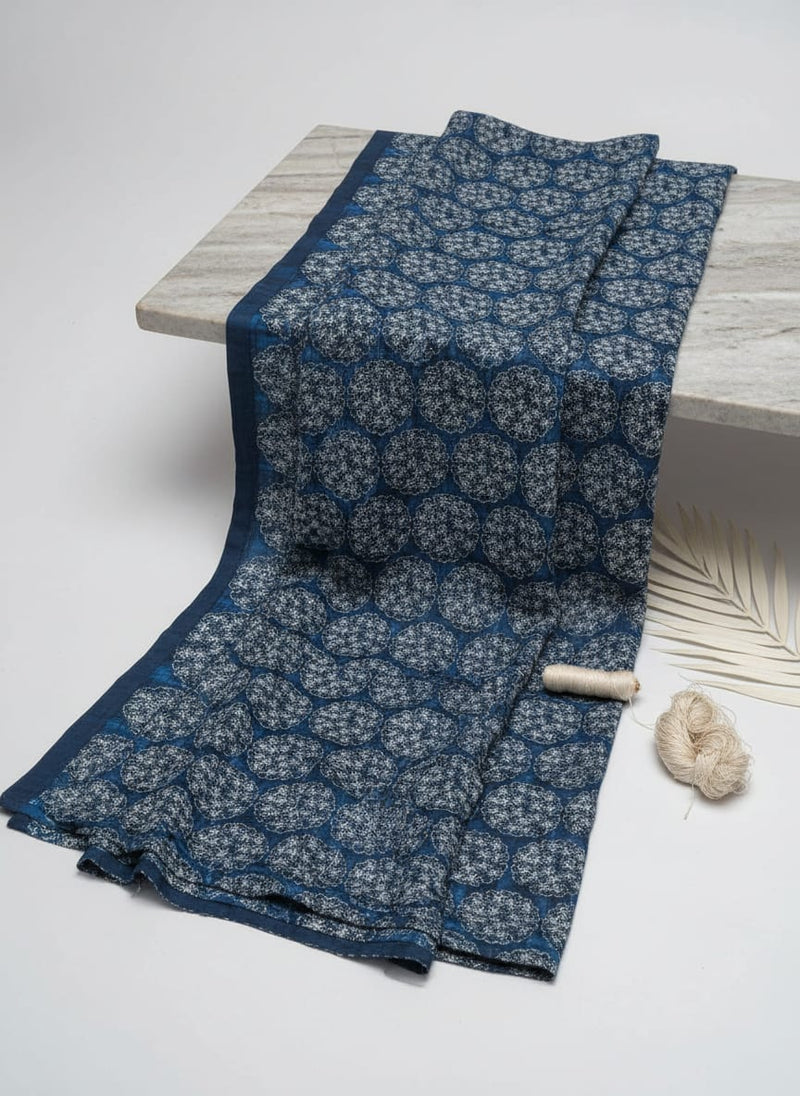 New Multi Round Star Blue Digital Printed Fabric - Pure Cotton