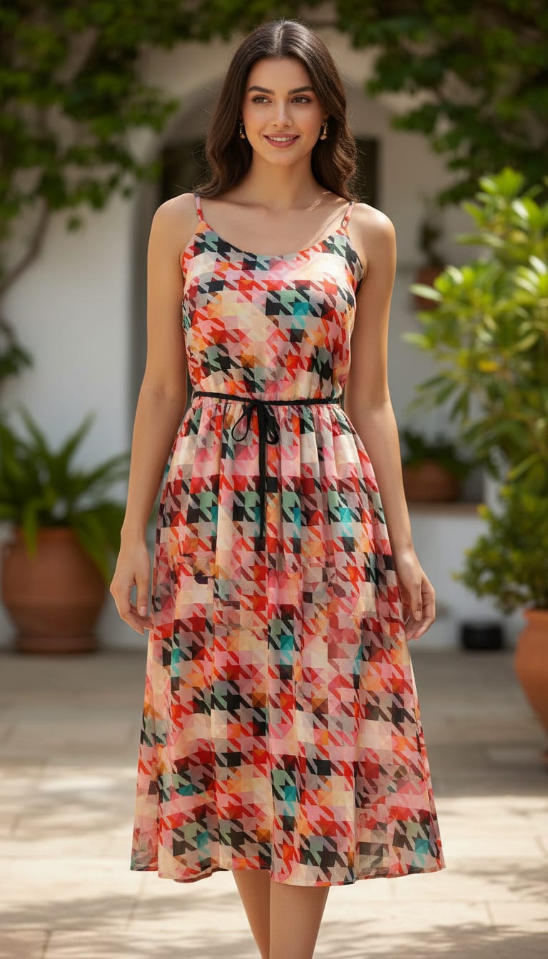 Attractive Multicolor Abstract Pattern Digital Printed Fabric - Kora Silk