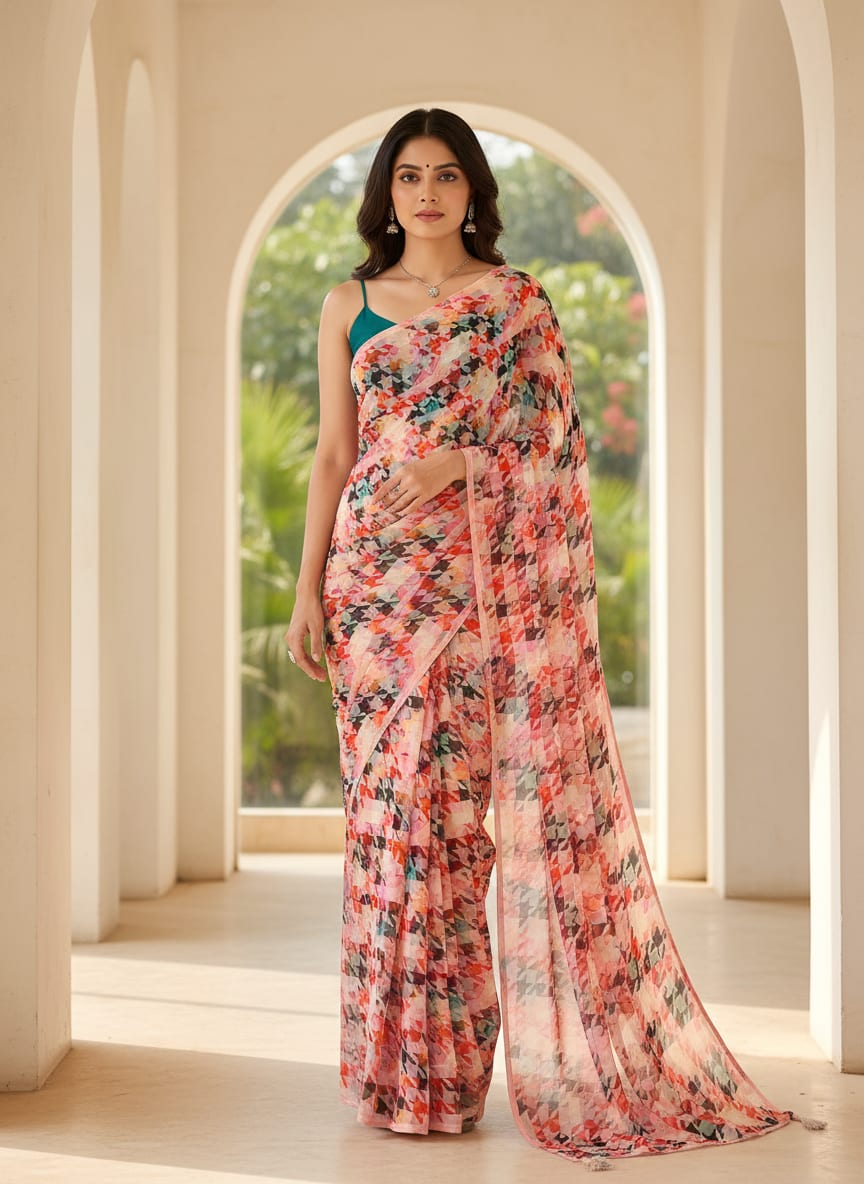 Attractive Multicolor Abstract Pattern Digital Printed Fabric - Weightless