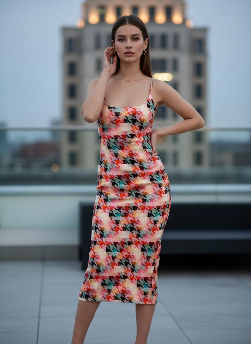 Attractive Multicolor Abstract Pattern Digital Printed Fabric - Silk Crepe