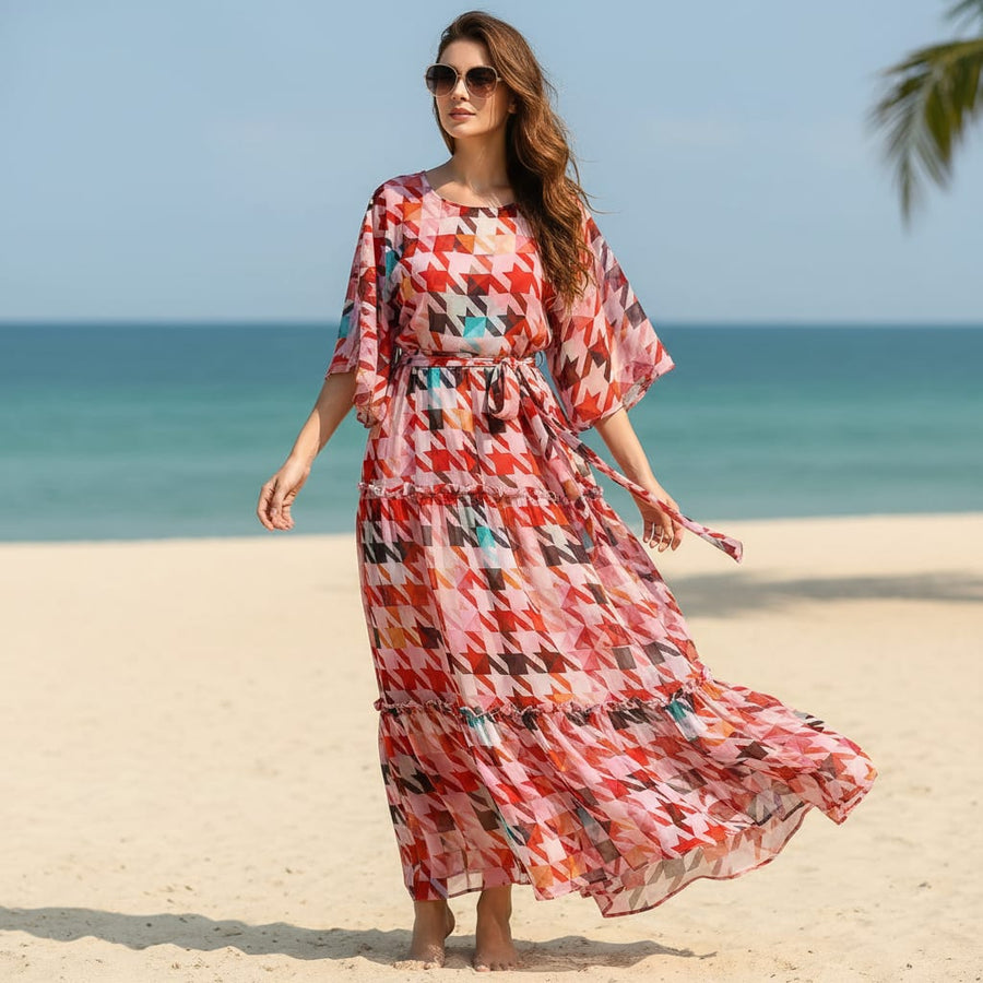 Attractive Multicolor Abstract Pattern Digital Printed Fabric - Pure Georgette
