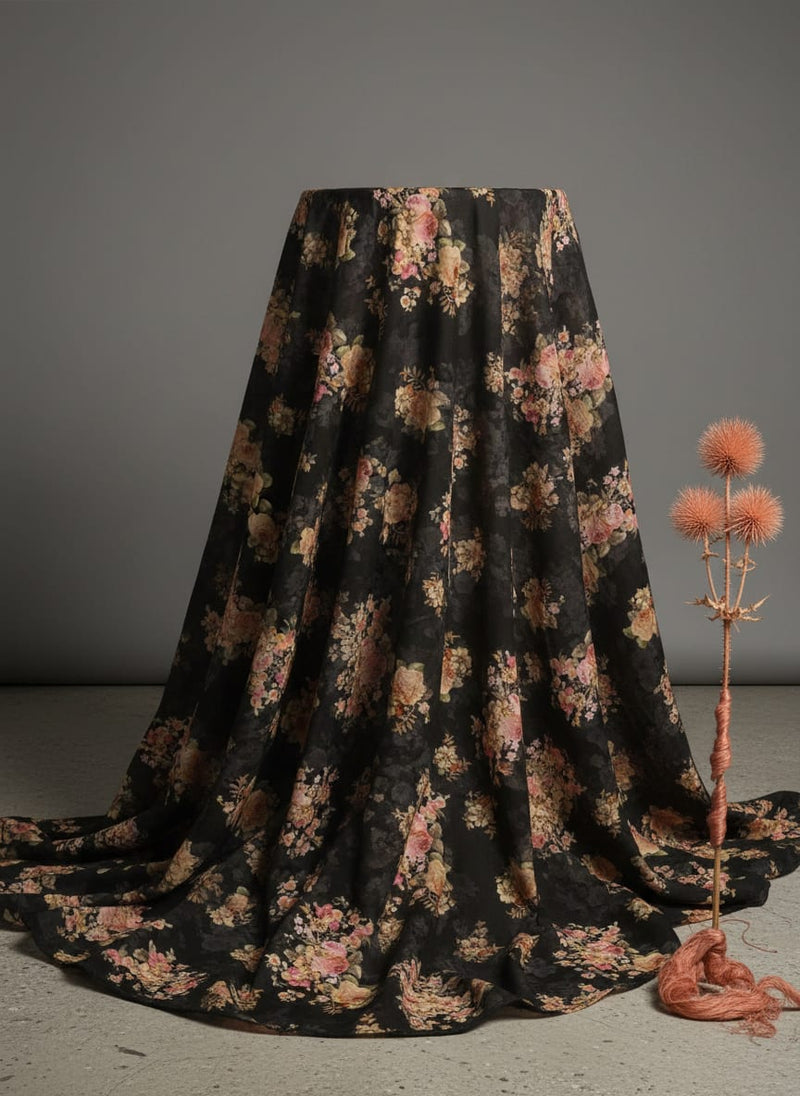 Unique Seamless Multitype Flower Digital Printed Fabric - Poly Muslin