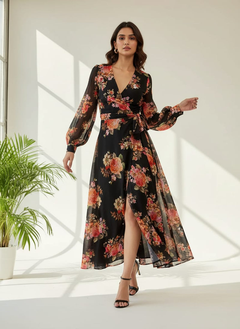 Unique Seamless Multitype Flower Digital Printed Fabric - Pure Georgette