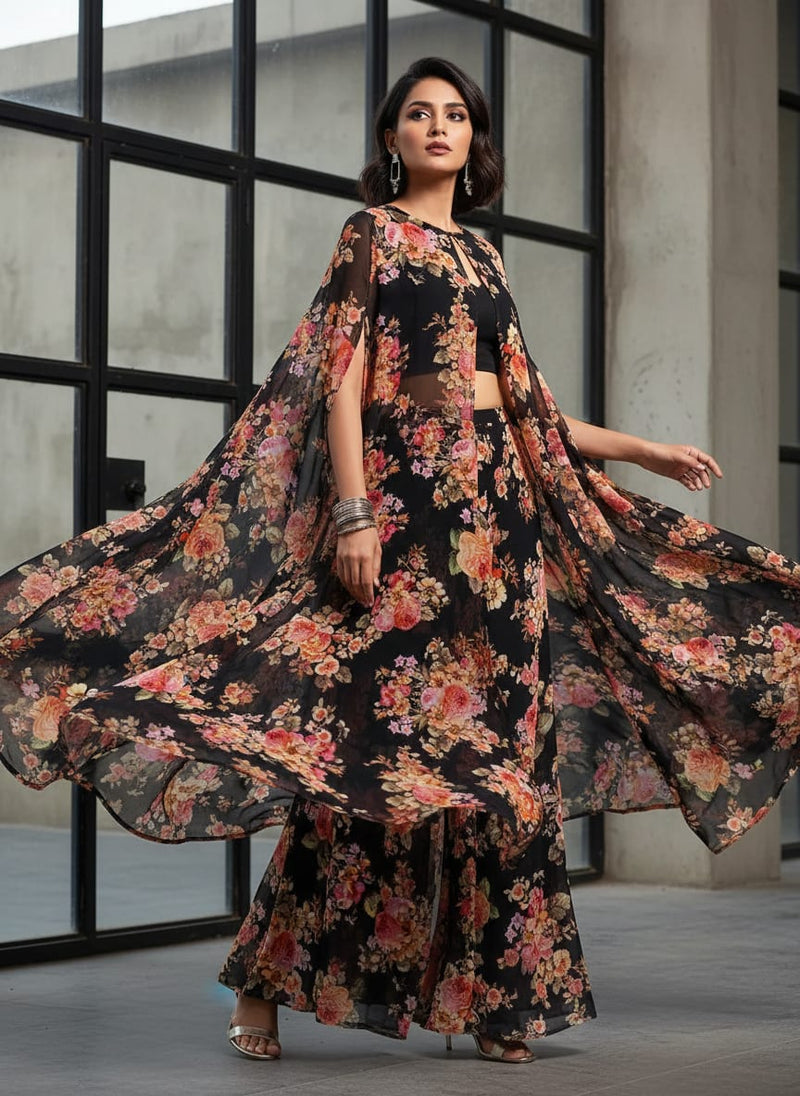 Unique Seamless Multitype Flower Digital Printed Fabric - Pure Georgette