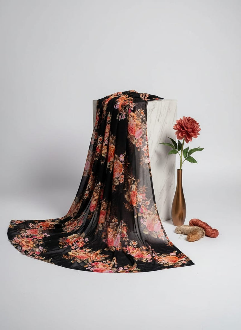 Unique Seamless Multitype Flower Digital Printed Fabric - Pure Georgette