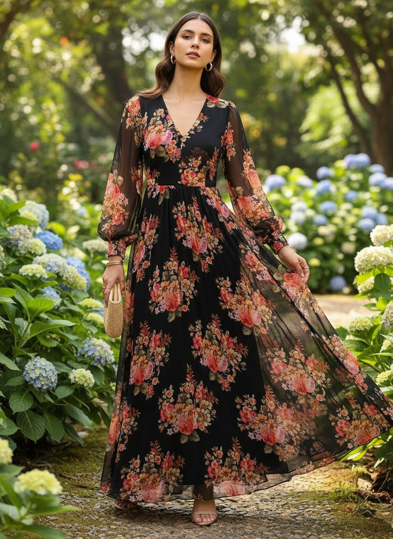 Unique Seamless Multitype Flower Digital Printed Fabric - Pure Georgette