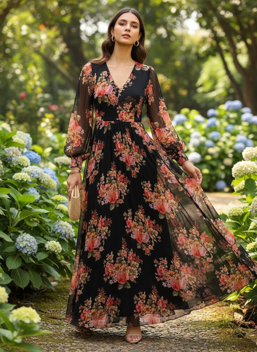 Unique Seamless Multitype Flower Digital Printed Fabric - Pure Georgette