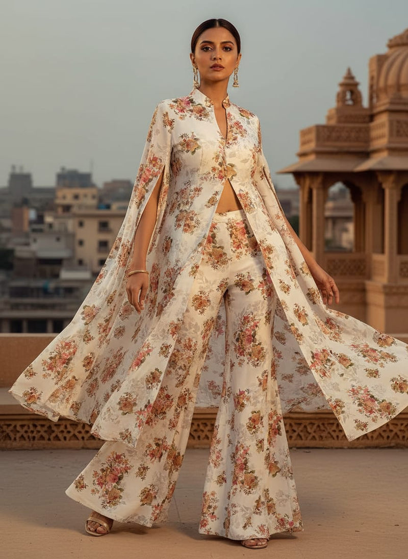 Classic Multicolor Roses With Leaves Digital Printed Fabric - Weightless