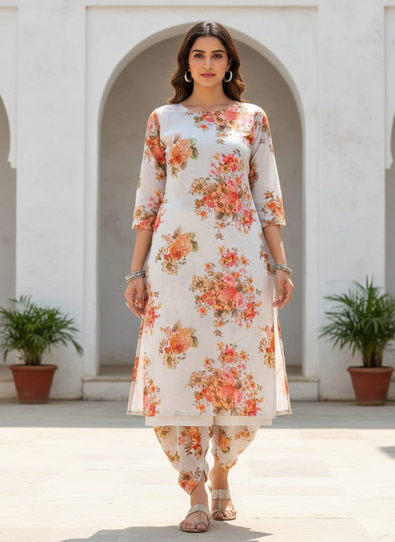 Classic Multicolor Roses With Leaves Digital Printed Fabric - Pure Cotton