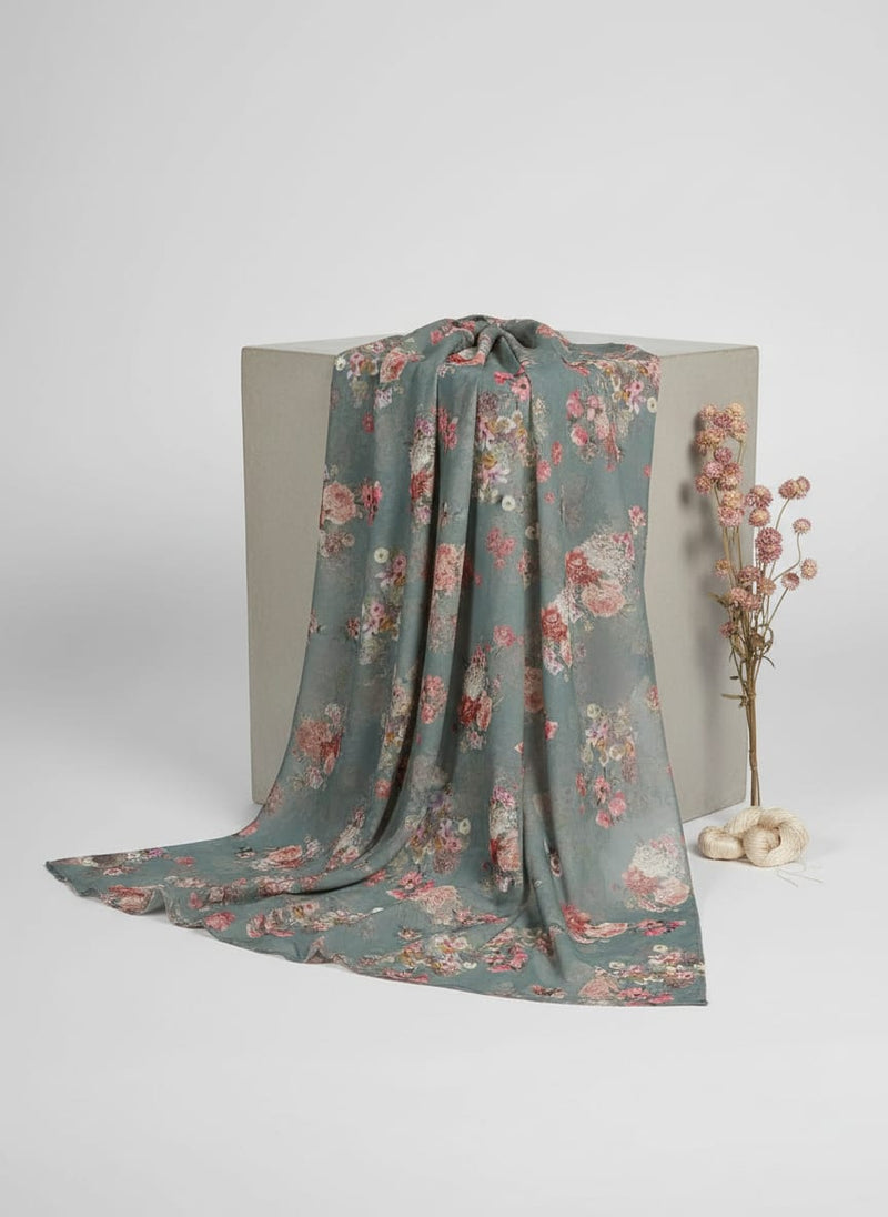 Colorful Roses With Multicolor Branch Digital Printed Fabric - Weightless