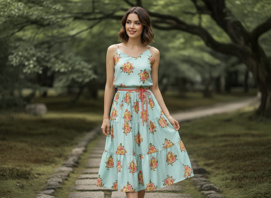 Decorative Peony Roses With Daisy Flower Digital Printed Fabric - Japan Satin