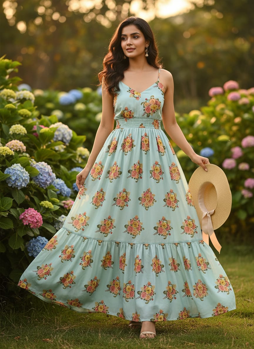 Decorative Peony Roses With Daisy Flower Digital Printed Fabric - Weightless