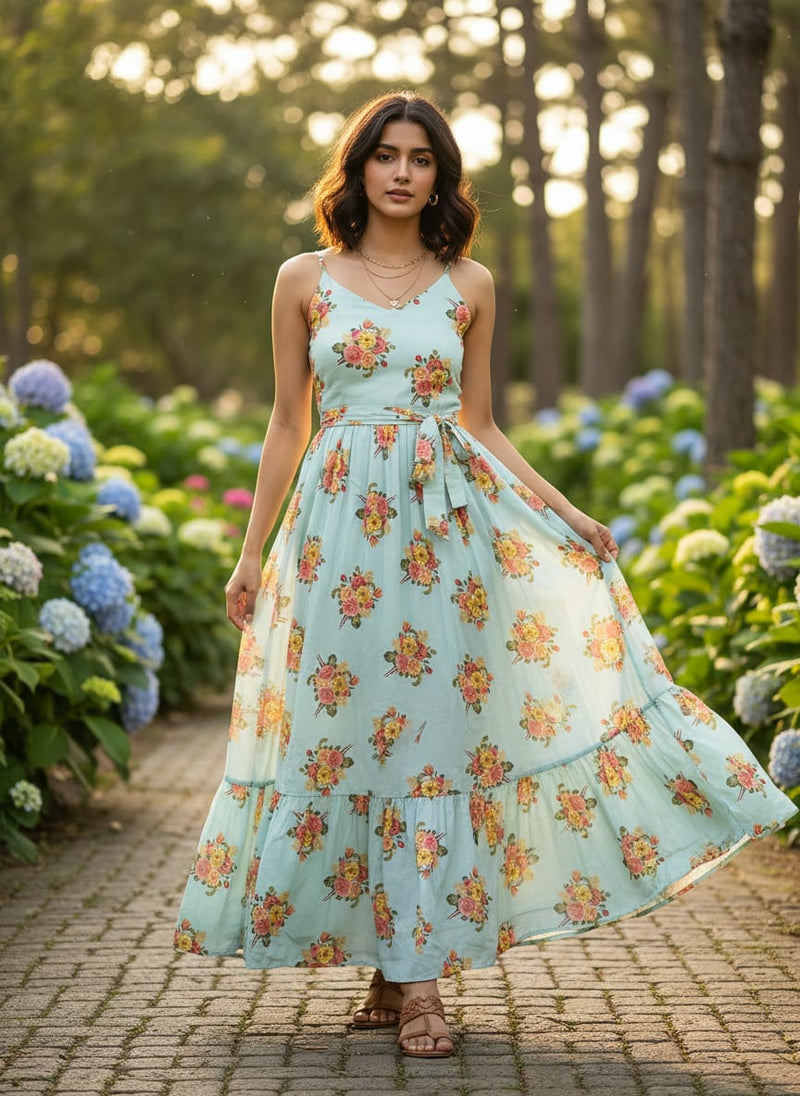 Decorative Peony Roses With Daisy Flower Digital Printed Fabric - Pure Muslin