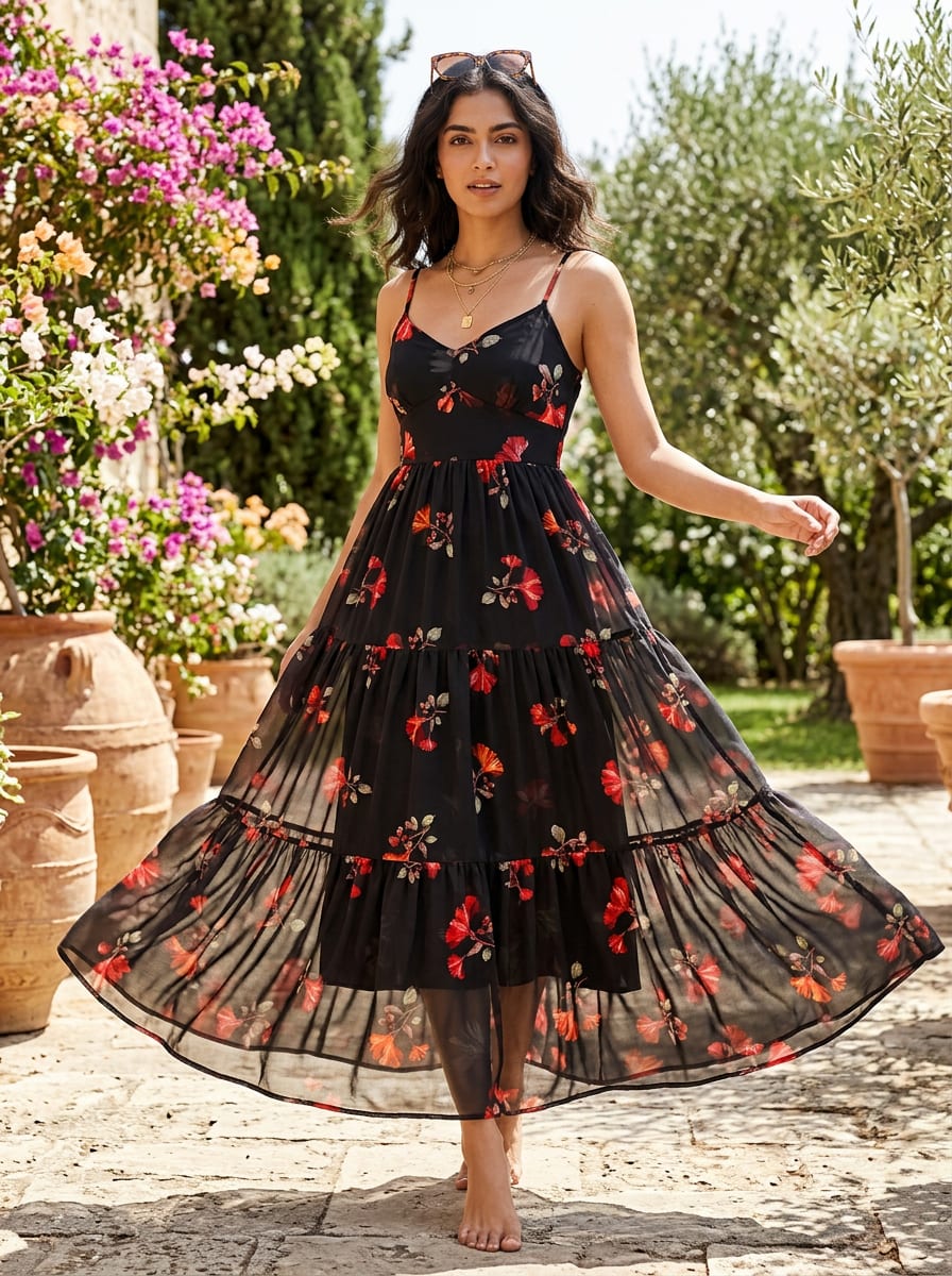 Where Midnight Meets a Fiery Bloom