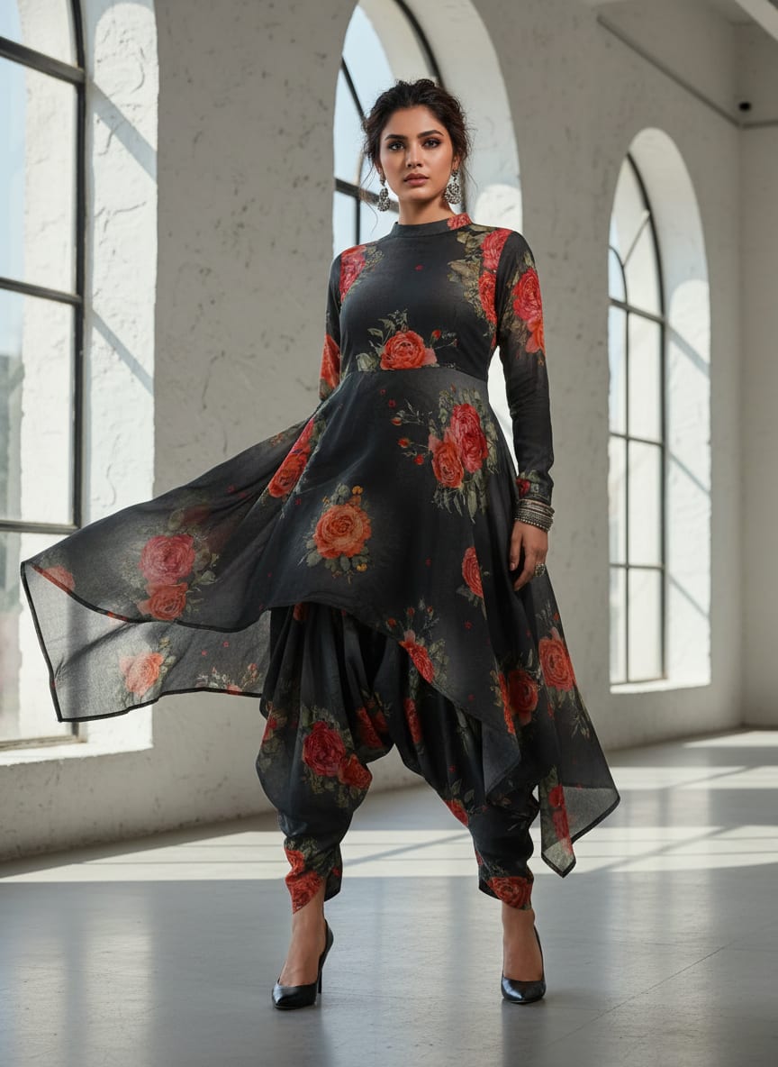 Most Trending Oranges With Red Rose Digital Printed Fabric - Pure Cotton