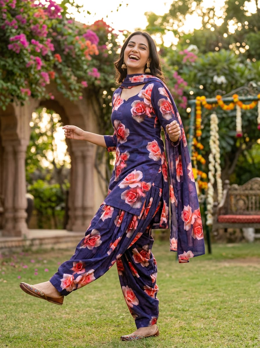 A Floral Print with Midnight Romance