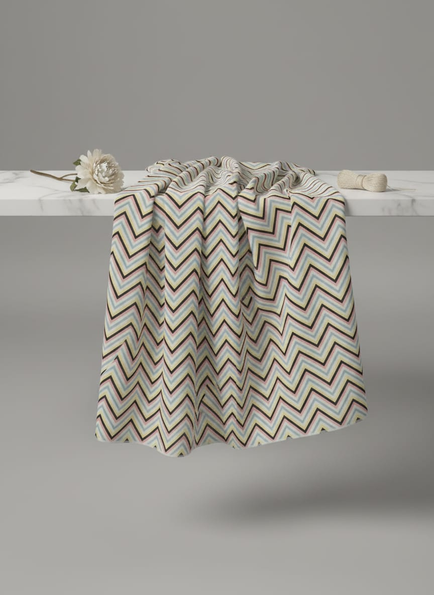 Trending Multicolor Zigzag Digital Printed Fabric - Pure Georgette