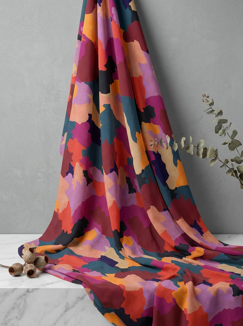 Multicolor Abstract Camouflage Weightless Digital Printed Fabric