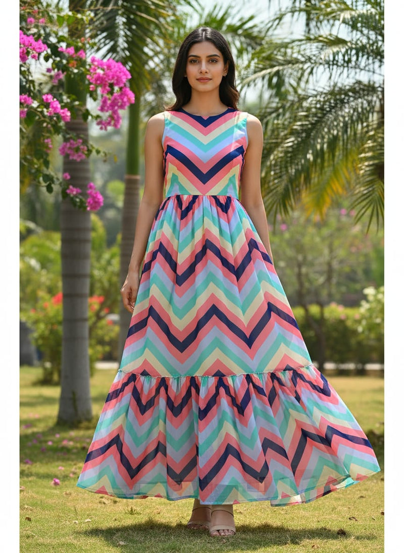 Seamless Colourful Zigzag Digital Printed Fabric - Weightless