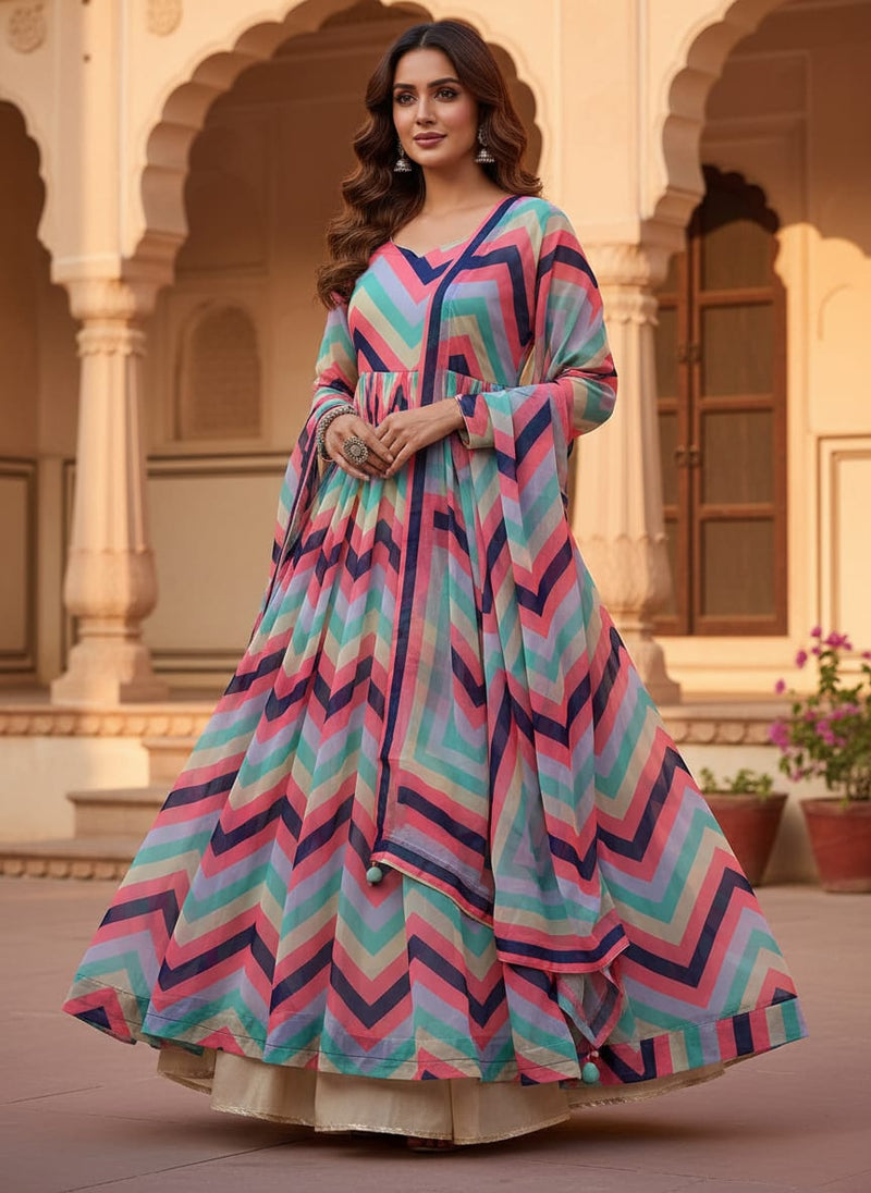Seamless Colourful Zigzag Digital Printed Fabric - Weightless
