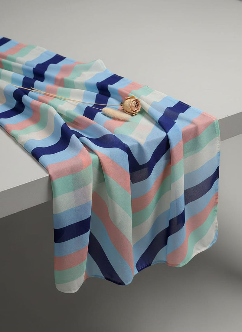 Decorative Zigzag Strips Digital Printed Fabric - Weightless
