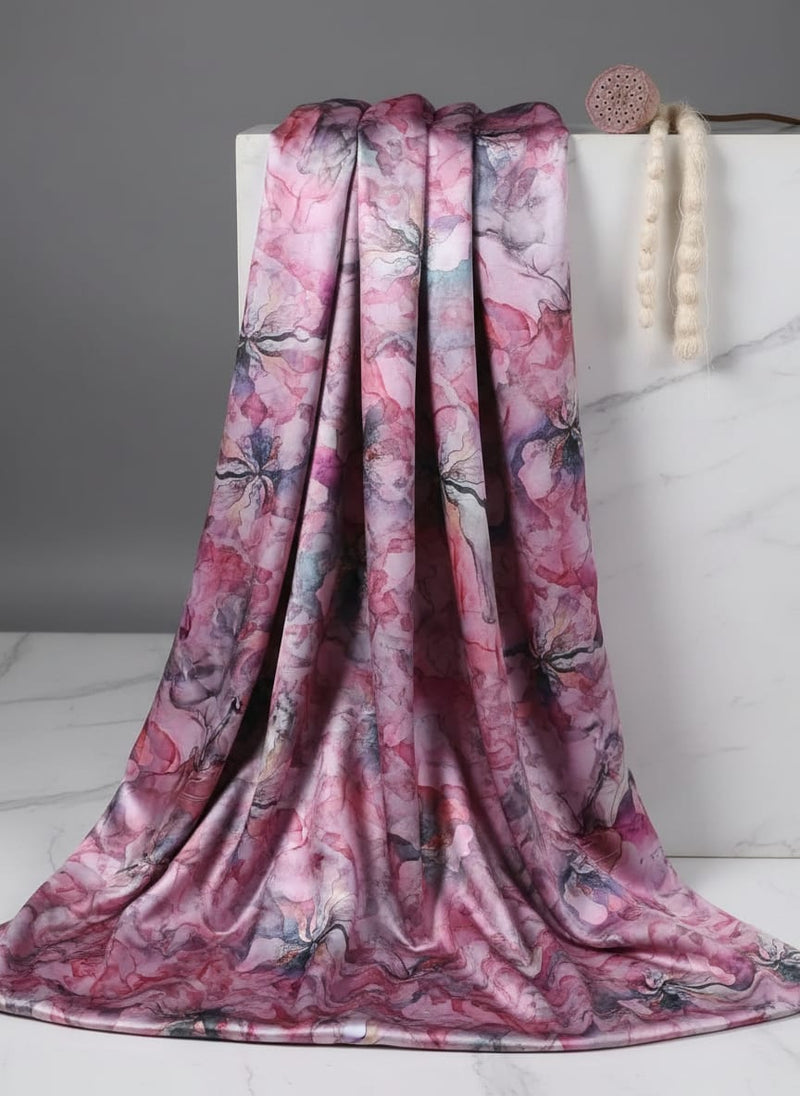 Watercolour Marigold Flower Digital Printed Fabric - Japan Satin