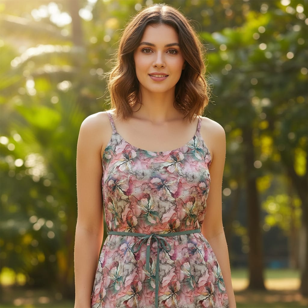 Watercolour Marigold Flower Digital Printed Fabric