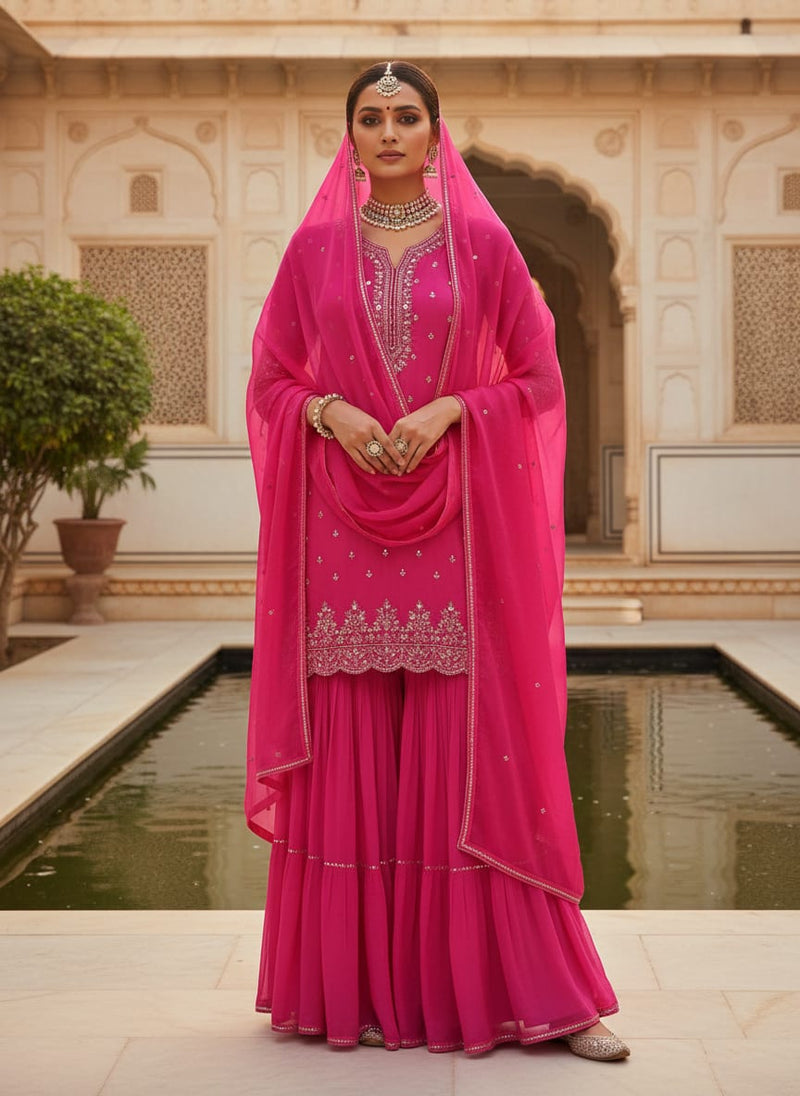 Pink Colour Pure Organza Plain Dyed Fabric
