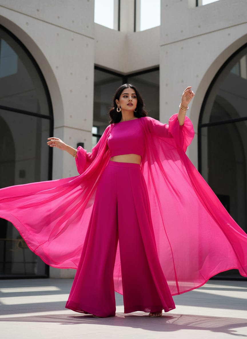 Pink Colour Pure Organza Plain Dyed Fabric