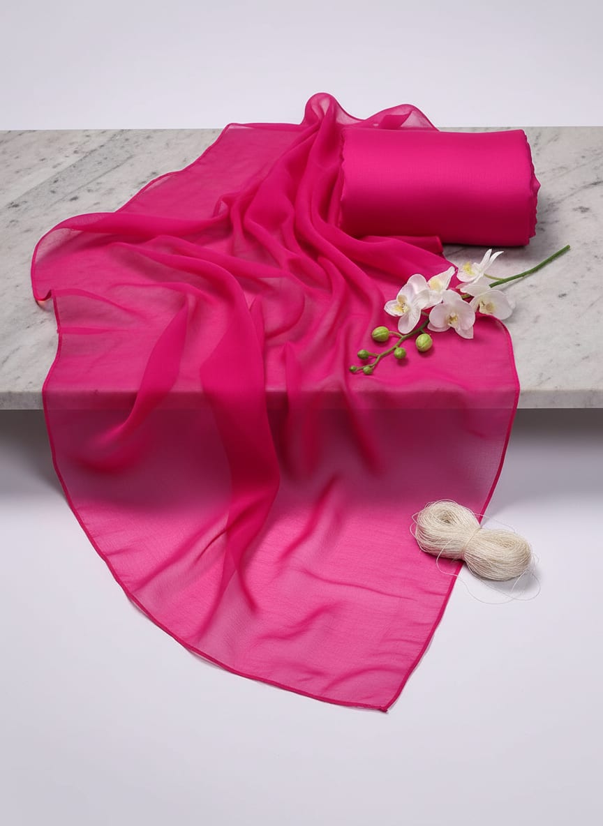 This fabric captures attention with its vibrant hue and ethereal, weightless presence.