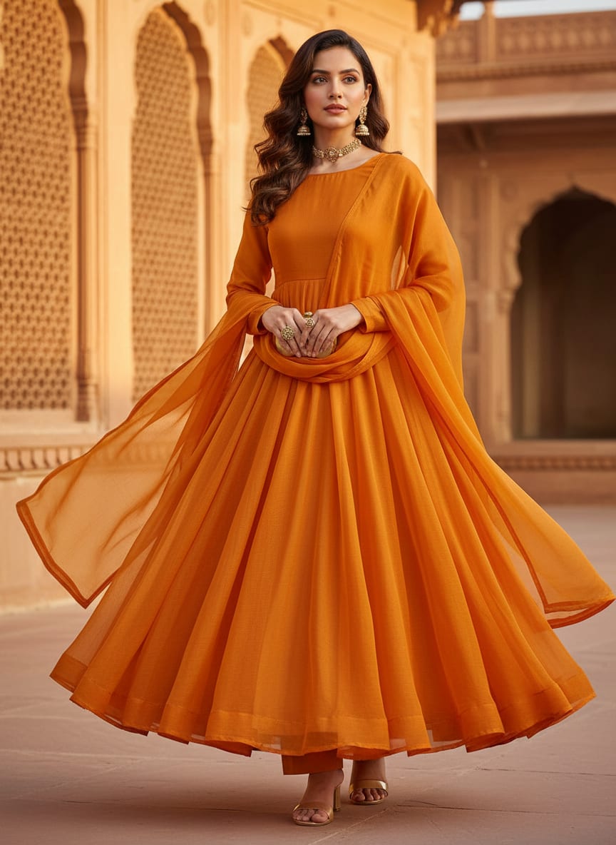 Mustard Yellow Colour Pure Organza Plain Dyed Fabric