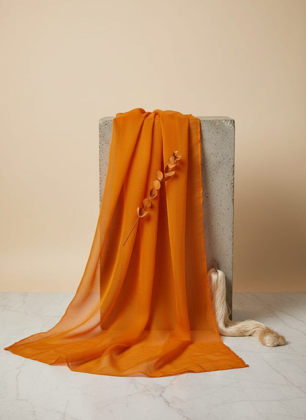 Mustard Yellow Colour Pure Organza Plain Dyed Fabric - Fabric Editorial Studio Flatlay Lookbook - PLOR-0-PL2014-108