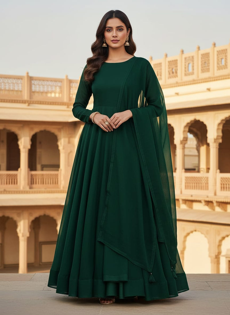 Green Colour Pure Organza Plain Dyed Fabric