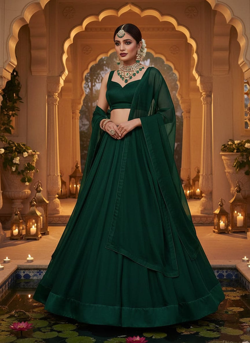 Green Colour Pure Organza Plain Dyed Fabric