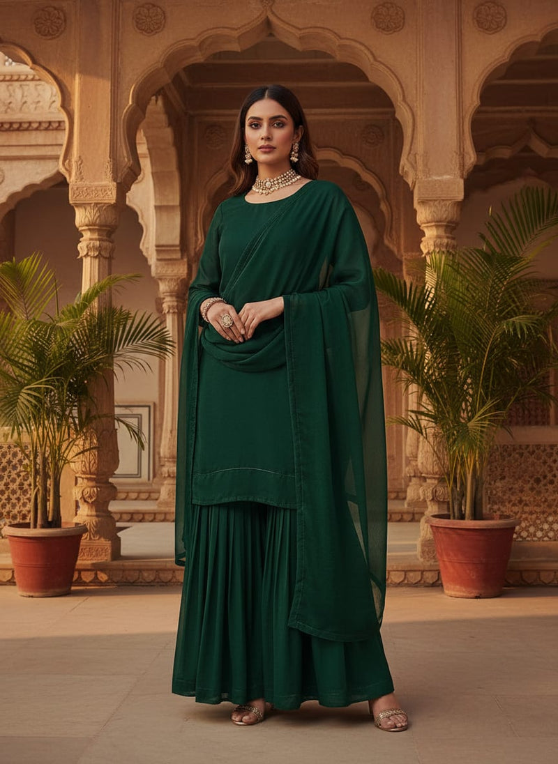 Green Colour Pure Organza Plain Dyed Fabric